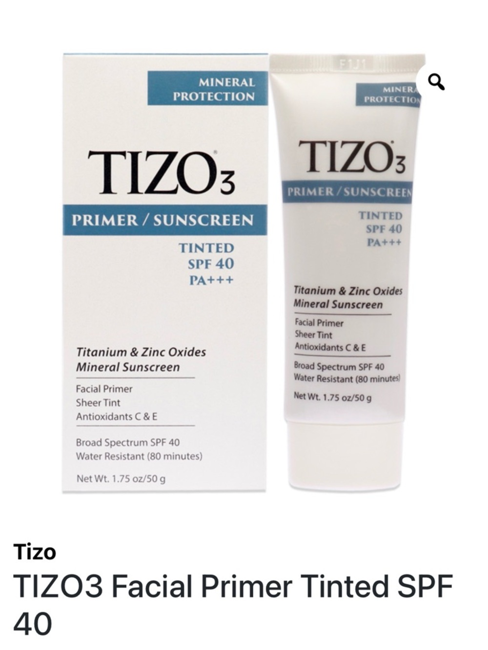 New in box Tinted Facial Primer SPF 40 – Sheer Tint sunscreen titanium tinted